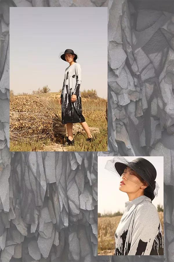素匠女装2018秋冬灰黑长袍新款